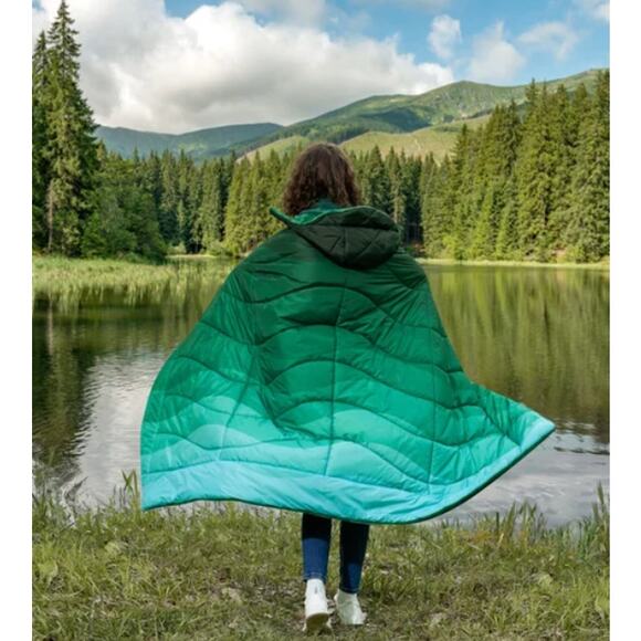 RARE FIND! Weatherproof Vintage HOODED OUTDOOR BLANKET | Green 54x72" - Picture 2 of 13